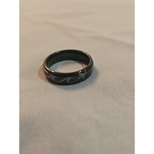 Hawaiian Ocean Wave Ring Tungsten Black Size 10 Tungsten@Aloha #10